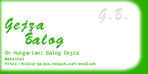 gejza balog business card
